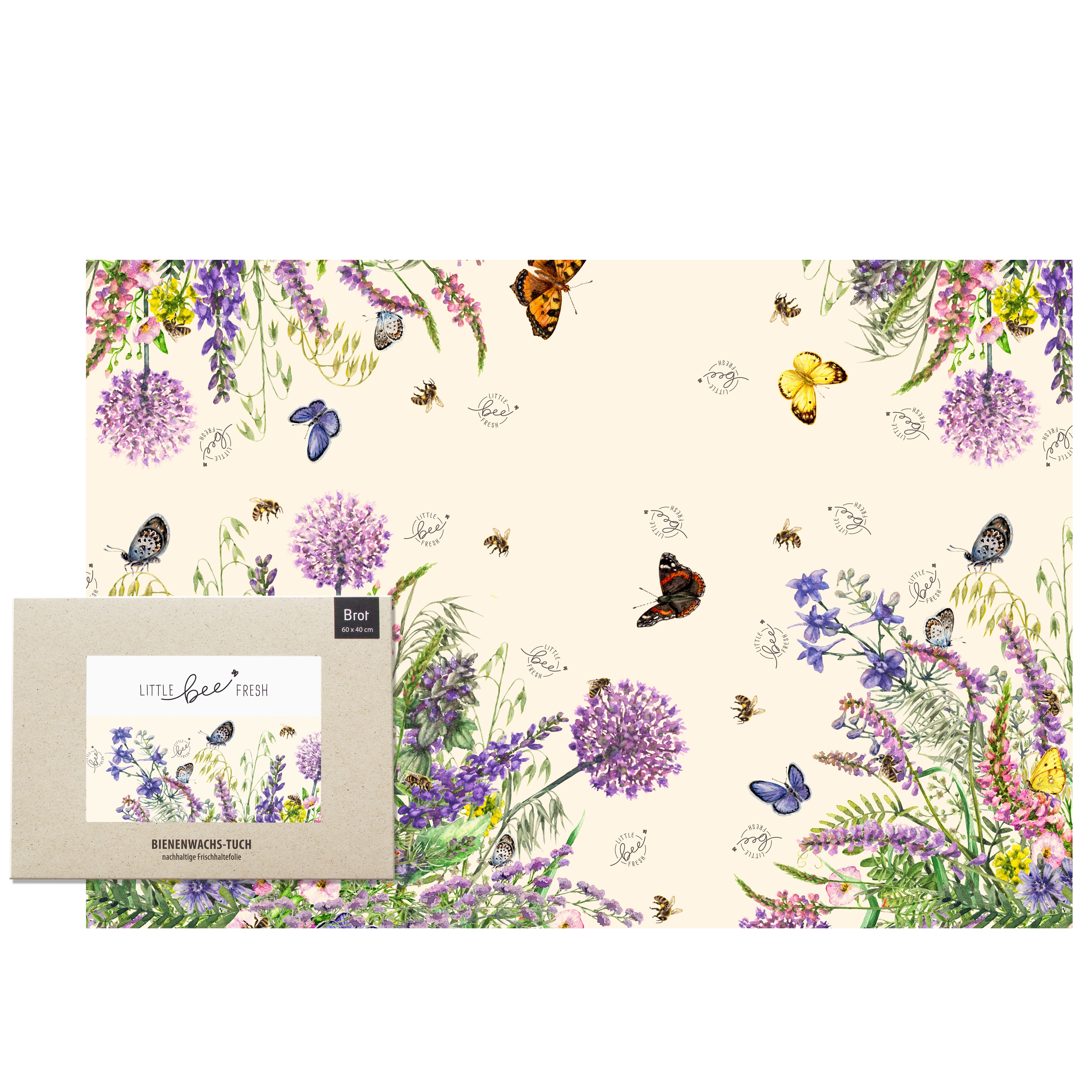 Bunte Blumenwiese Brottuch Bienenwachstuch